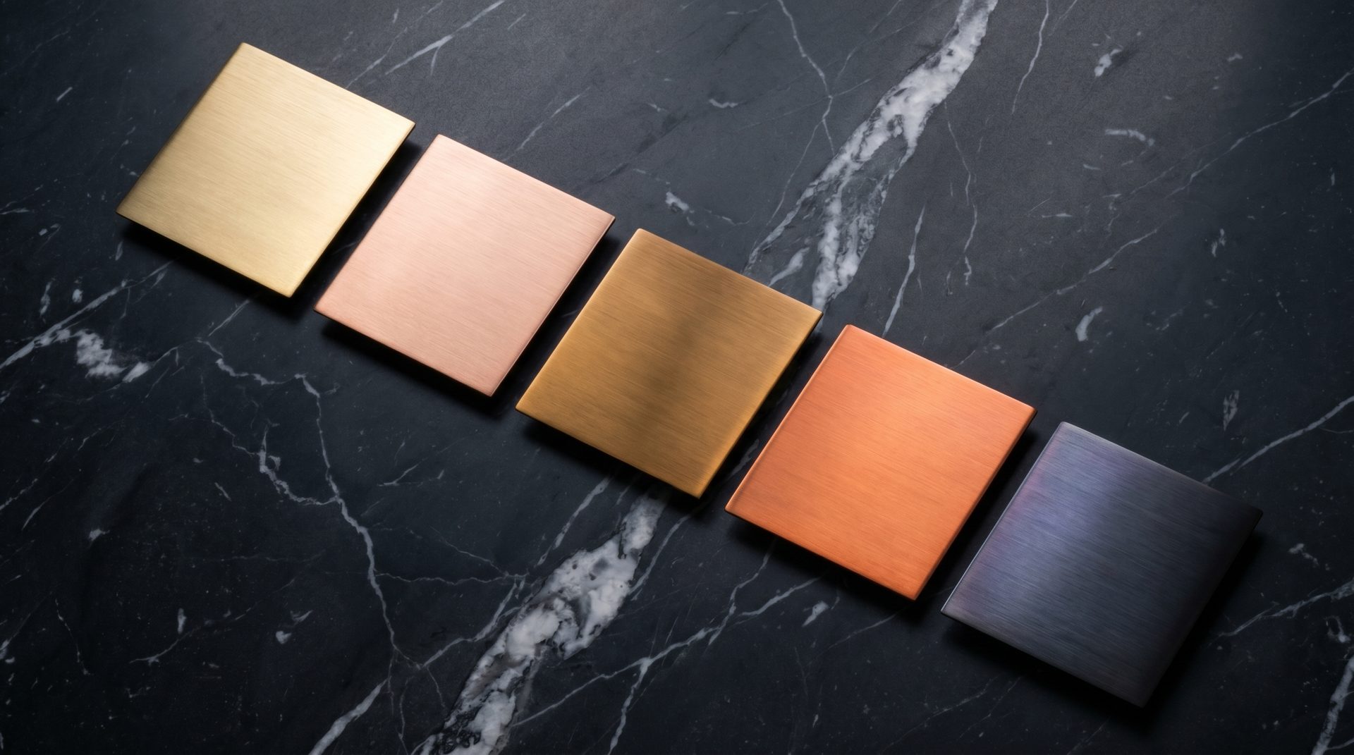 PVD finish colour palette — brushed metal swatches